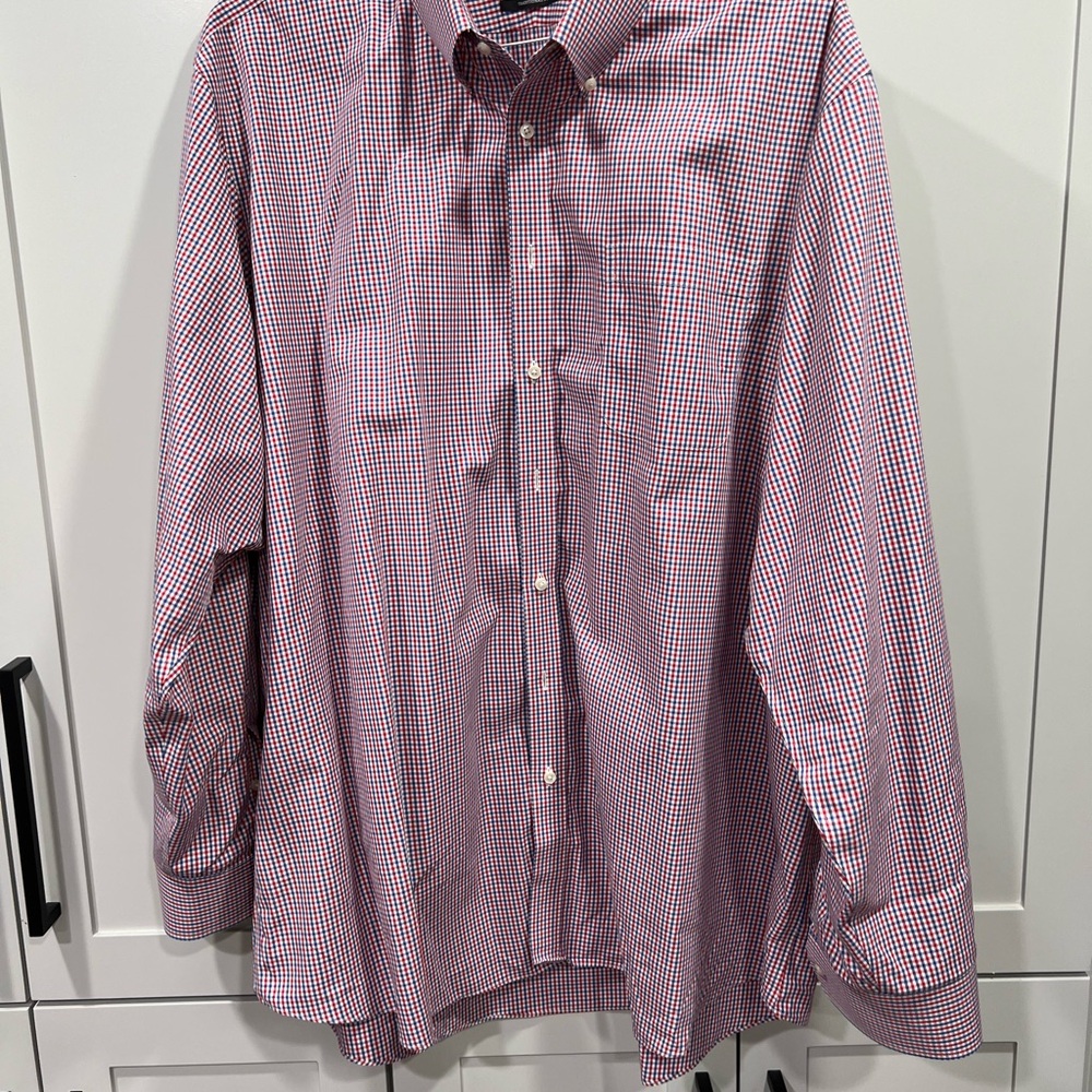 Nordstrom Men's Red and White Checkered Shirt long sleeve